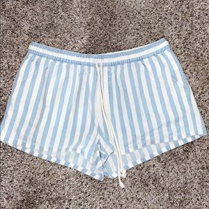 blue and white stripped aerie shorts